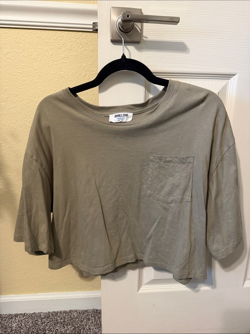 Double Zero Olive Green Cropped Pocket Tee